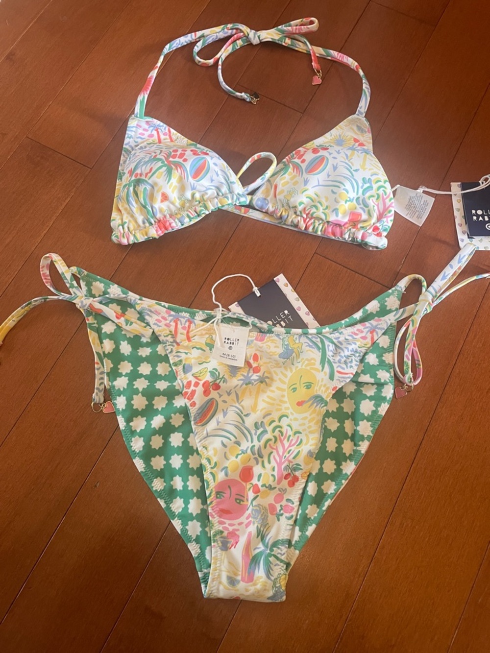 Roller Rabbit Multicolor Floral & Sun Print String Bikini